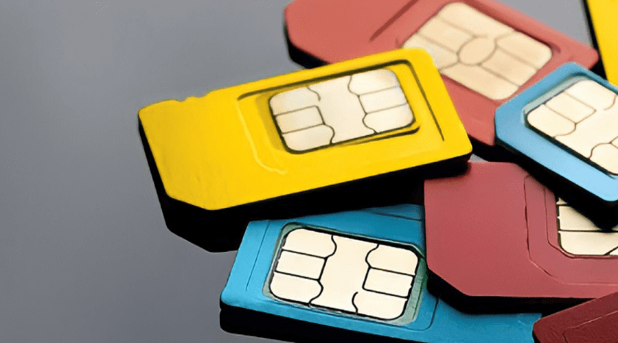multiple sim cards of different colours used to connect to an APN